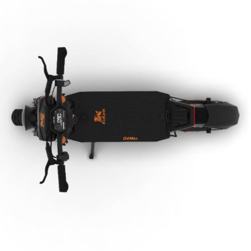 Top view of the Kukirin G4 Max electric scooter, showing wide deck, handlebars, and digital display. OFF ROAD POWER AND COMFORT from ProMechBC – escooter shop and service center in Vancouver.