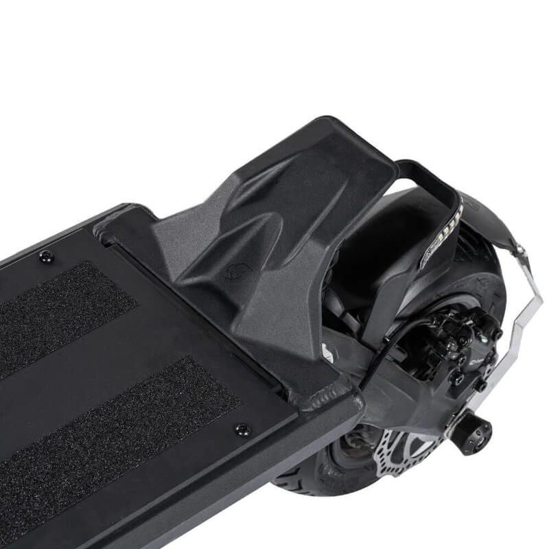 Close-up of a black electric scooter with a white background