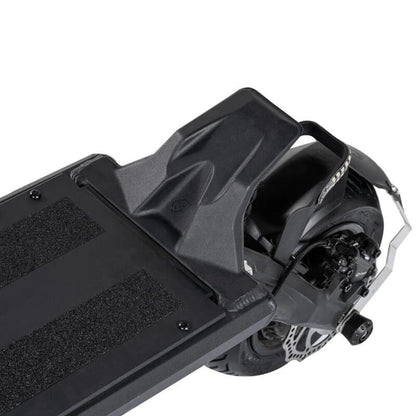 Close-up of a black electric scooter with a white background