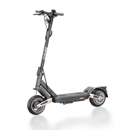 Black electric scooter on a white background