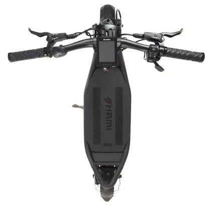 Black electric scooter with handlebars on a white background