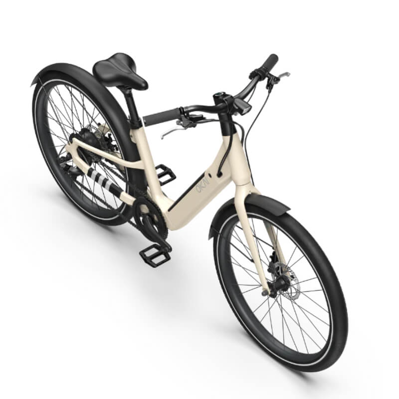 Beige electric bicycle on a white background