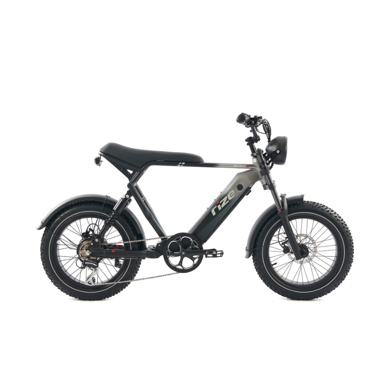 Black electric bike with 'nize' branding on a white background