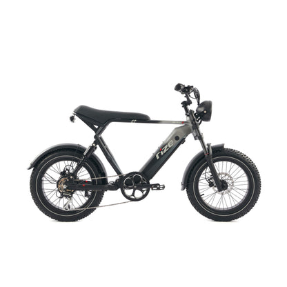 Black electric bike with 'nize' branding on a white background