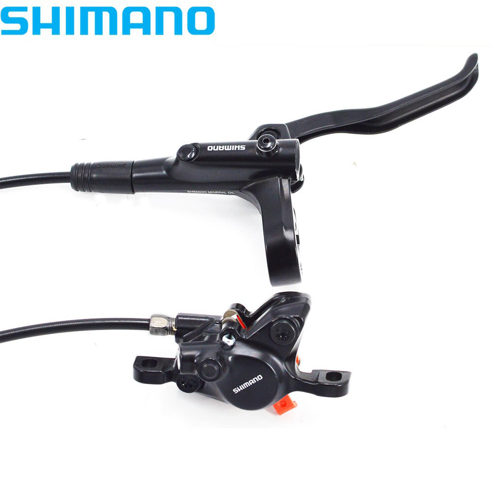 Shimano bicycle brake lever and caliper on a white background
