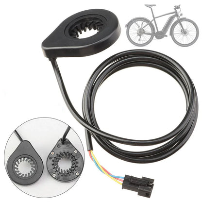Bicycle electronic component with wiring on a white background