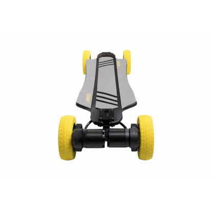 Toy car with yellow wheels on a white background