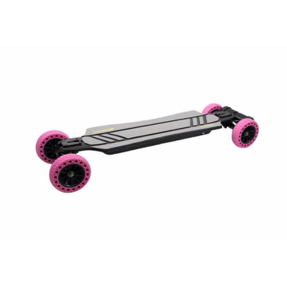 Longboard with pink wheels on a white background
