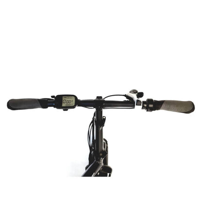Bicycle handlebar with digital display on a white background
