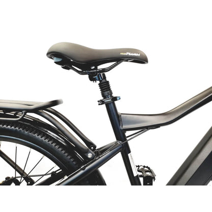 Close-up of a bicycle seat and frame on a white background