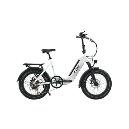 White electric bike with black accents on a white background