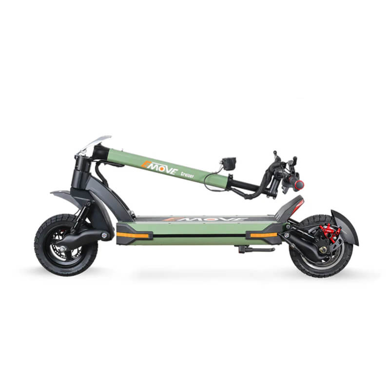 Green and black electric scooter with 'MOVE' branding on a white background