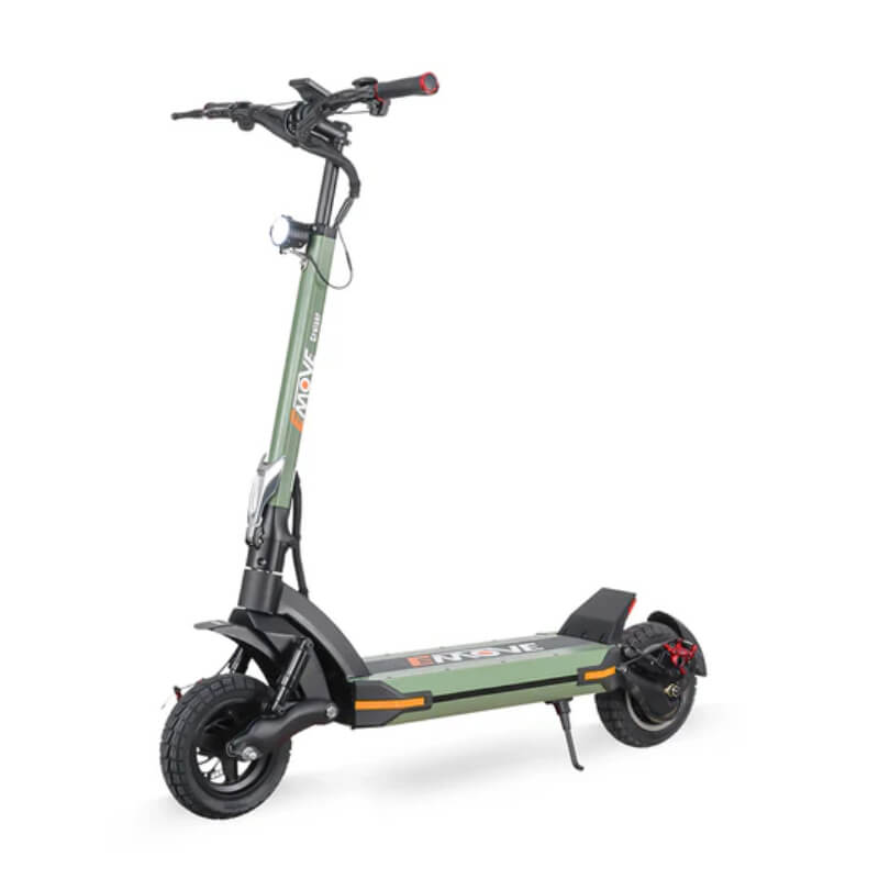Green electric scooter on a white background