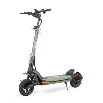 Green electric scooter on a white background