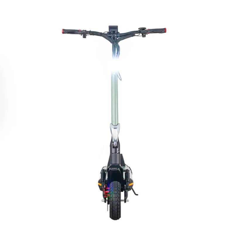 Black electric scooter with handlebar on a white background