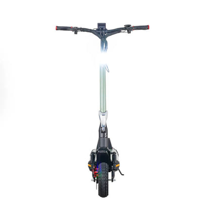 Black electric scooter with handlebar on a white background