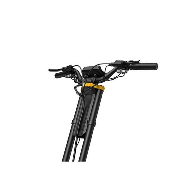 Front view of the handlebar and control setup of the Inmotion RS high-performance e-scooter. Find this off-road e-scooter at ProMechBC in Vancouver.