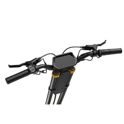 Handlebar view of the Inmotion RS escooter, featuring dual brake levers and a central display. Find this high-performance escooter at ProMechBC in Vancouver.