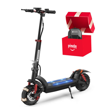Electric scooter with a red 'Prime Day' box on a white background