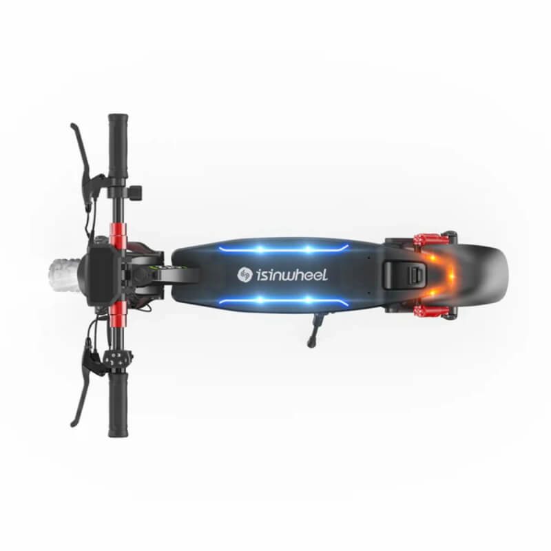 Electric scooter with visible 'isinwheel' branding on a white background