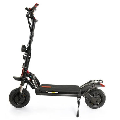 Side view of the Kaabo Wolf Warrior 11+ electric scooter, highlighting its sturdy build and long-range capabilities, available at a local escooter shop in Vancouver