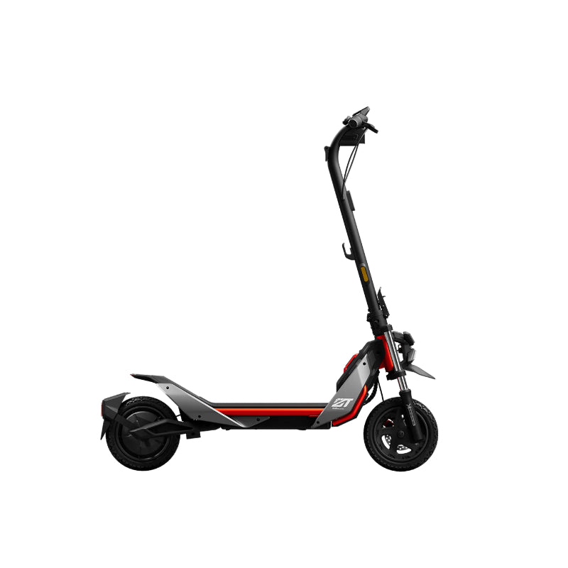 Dual-disc braking, full suspension and 11-inch all-terrain tires