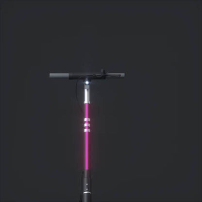 Black scooter with pink lights on a dark background