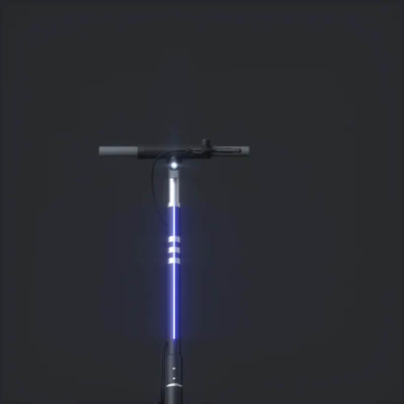 Scooter with blue light on a black background