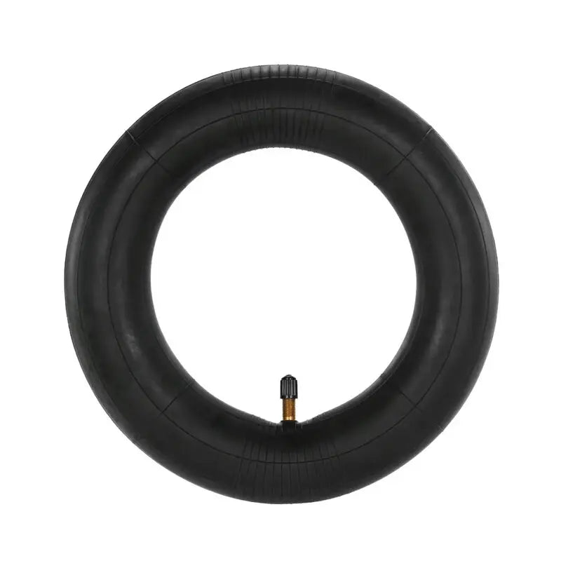 Black inner tube with valve on a white background