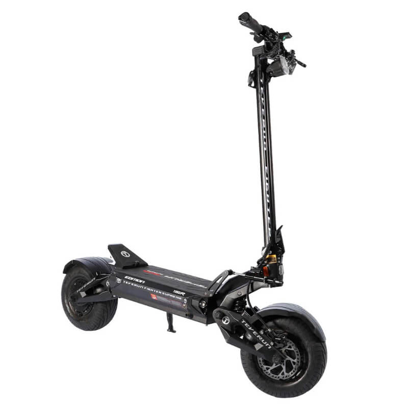 Black electric scooter on a white background