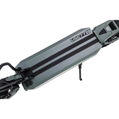 Close-up of the Vsett 8 scooter's battery pack, a 48V 15.6Ah lithium-ion unit, with water-resistant design, from ProMechBC