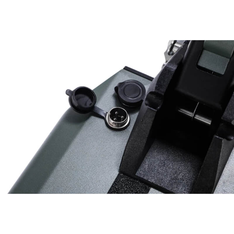 Vsett 8's charging port and water-resistant cap, emphasizing the scooter's electric features from ProMechBC