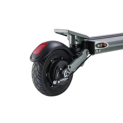 Rear angle of the Vsett 8 showcasing the solid tire and red brake light, part of ProMechBC's electric scooter range