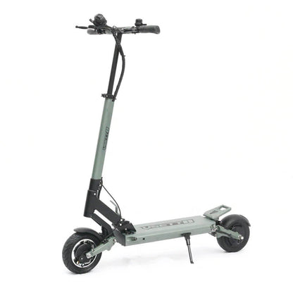 VSETT 8 electric scooter in matte green, featuring a slim folding frame, front suspension, and kickstand. Available at ProMechBC – escooter shop and service center in Vancouver.