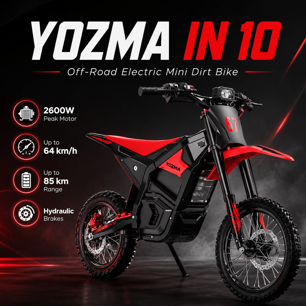 2600W peak power for off-road riding